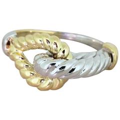 HERMES 18k White & Yellow Gold “Rope” Ring