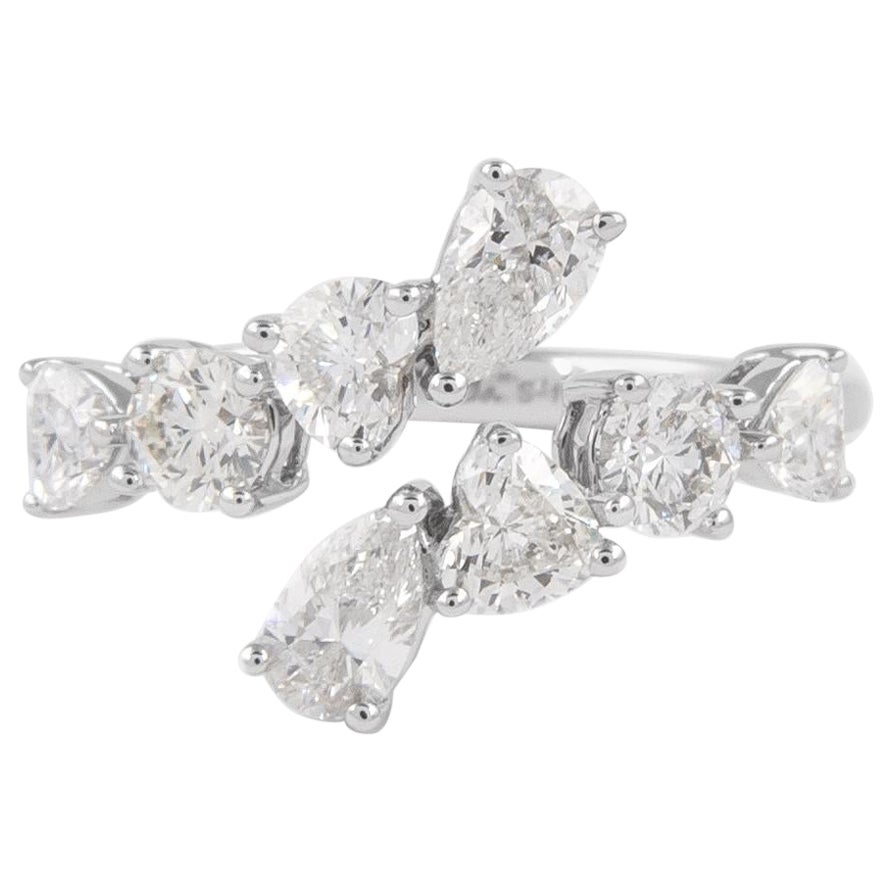 Alexander Beverly Hills 1.52ct Multi Diamond Bypass Ring 18k White Gold