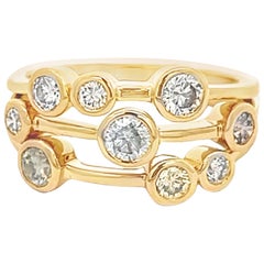 Alexander Beverly Hills 0,97ct Anello con castone di diamanti fluttuanti in oro giallo 18k