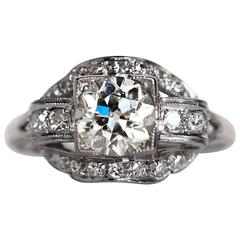 1920s Art Deco Platinum GIA Certified 1.04 Carat Diamond Engagement Ring 4