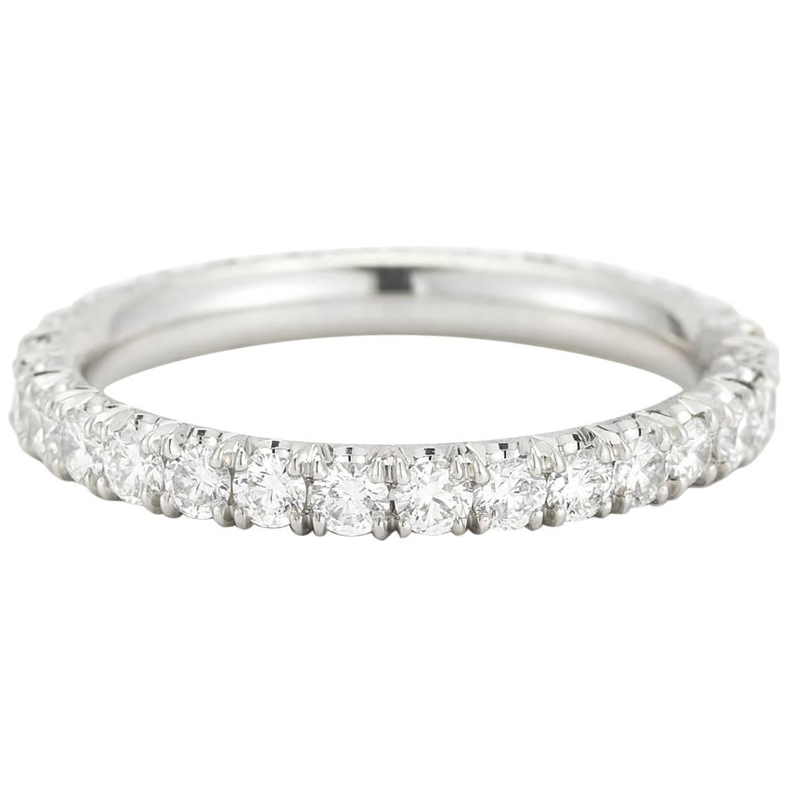 Micro Pave Eternity Band in Four Point Diamonds 1.16 Carat Diamond Weight For Sale