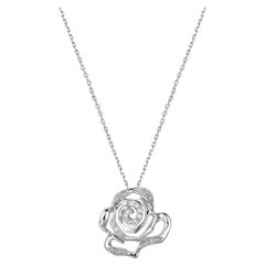Collana con ciondolo rosa in oro bianco 18 carati con diamante di Fei Liu
