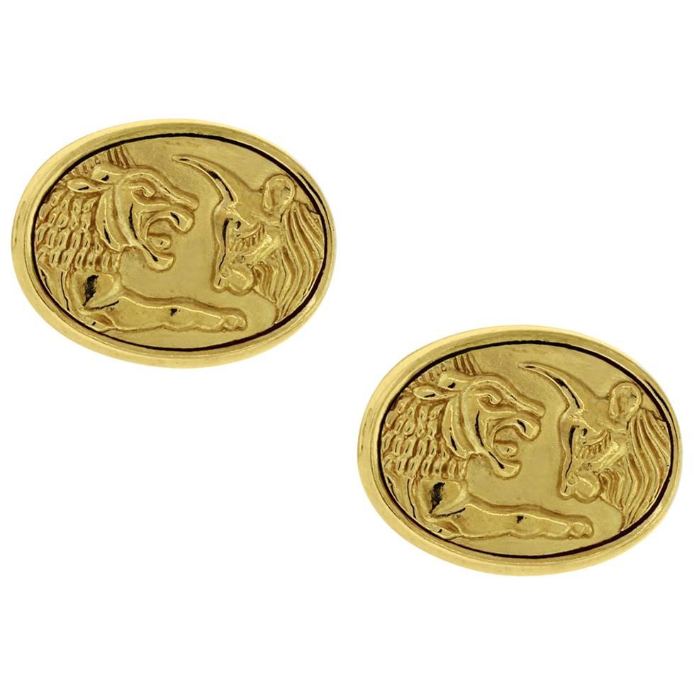 David Yurman 22karat Yellow Gold Lion And  Ox Cufflinks