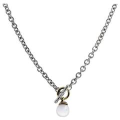 David Yurman Sterling silver Yellow Gold Pearl Drop Necklace 5