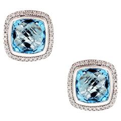 David Yurman Albion Diamond Blue Topaz Earrings