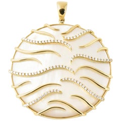 Große Perlmutt-Anhänger-Halskette von Frederic Sage Luna aus Gold