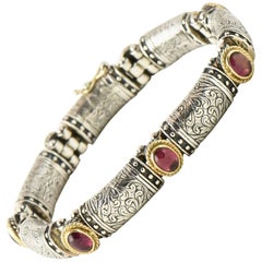 Konstantino Classic Collection Rosa Turmalin:: Silber und Gold Gliederarmband