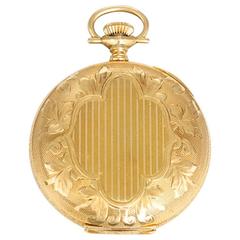 Hampden Yellow Gold Engraved Hunting Case Manual winding Pocket Wristwatch 8