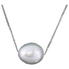  Baroque South Sea Slide Pearl with Diamond Accent