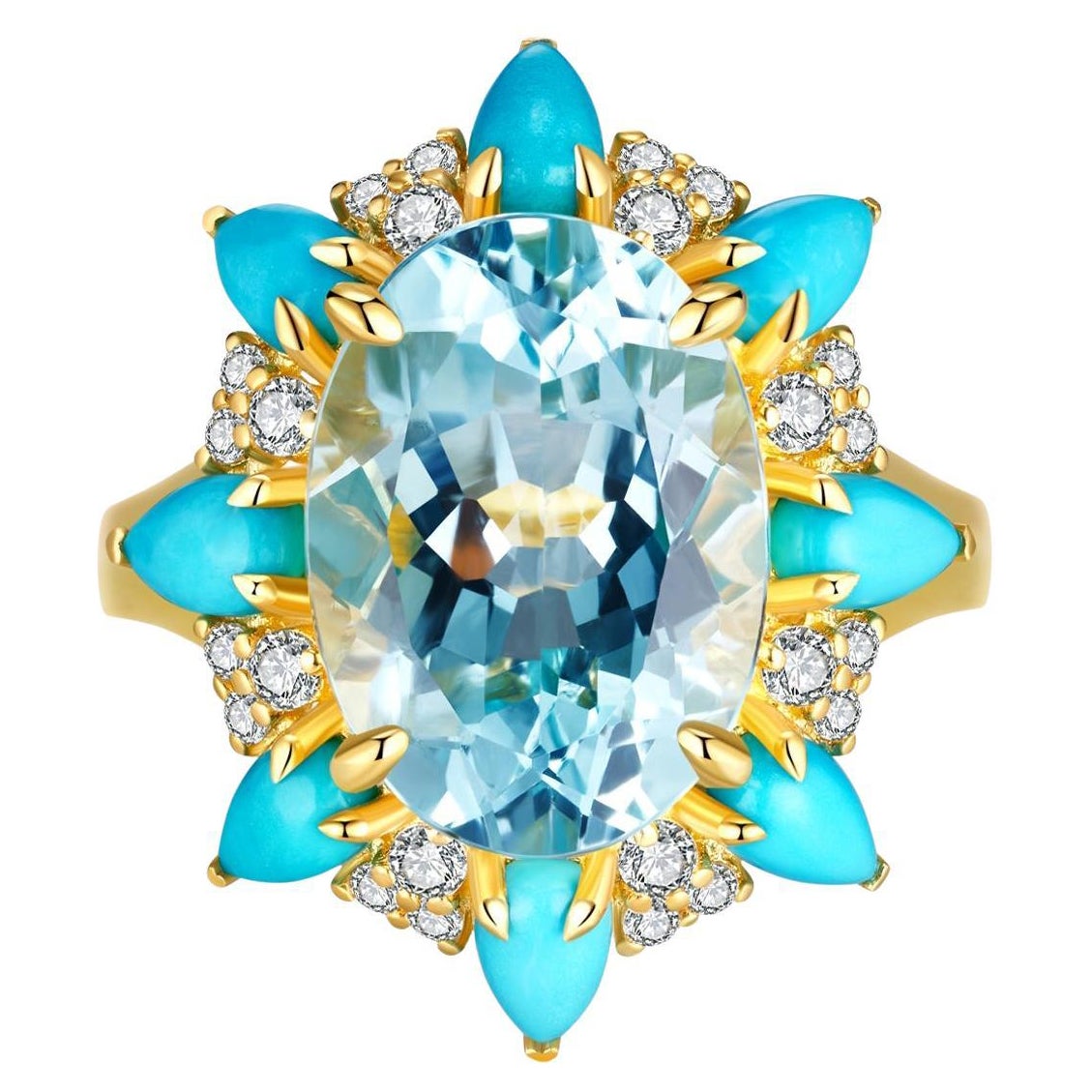 Kai Blue Topaz Turquoise Aquamarine Cocktail Ring