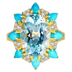 Kai Bague cocktail topaze bleue turquoise aigue-marine