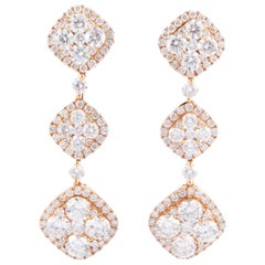 HARBOR D. Boucles d'oreilles pendantes en or rose et diamants