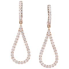 Tear Drop Shape Diamond Rose Gold Earrings 3