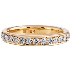 18 Karat Yellow Gold 0.67 Carat Diamond Eternity Wedding Band Ring 5
