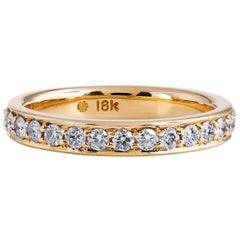 Alliance d'éternité en or jaune 18 carats avec diamants de 0,67 carat, taille 5