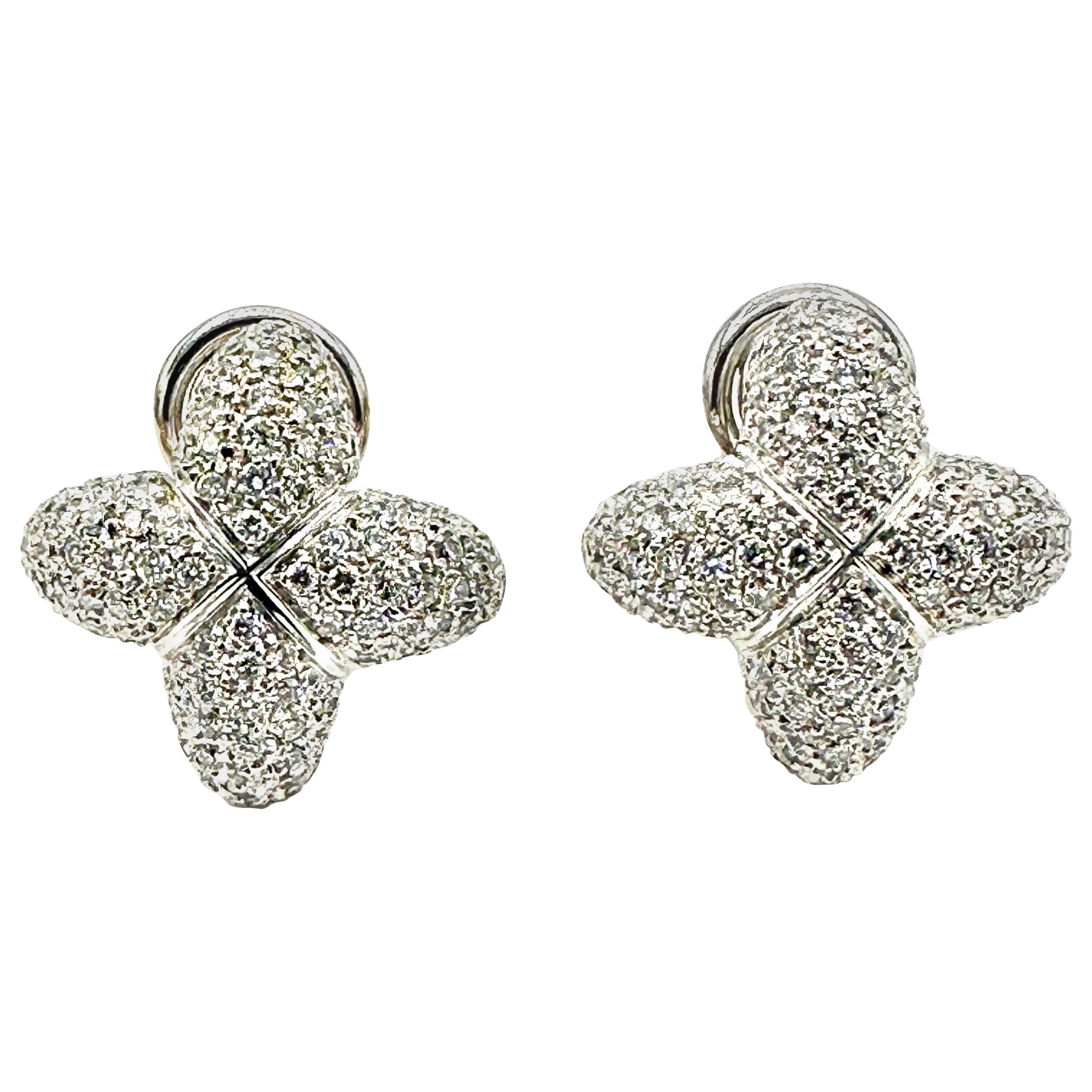 La Nouvelle Bague 3.50 Carat Pave Diamond & 18K White Gold Earrings