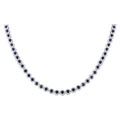 LB Exclusive 14k White Gold 8.15 Carat Diamond and Sapphire Necklace