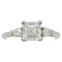 Anillo de platino con diamante talla Asscher de 1,35 quilates, certificado GIA, sin defectos internos