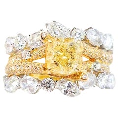 GIA Certified VS2 Clarity 1,51 CT Fancy Yellow Diamond Anello in oro giallo 18K