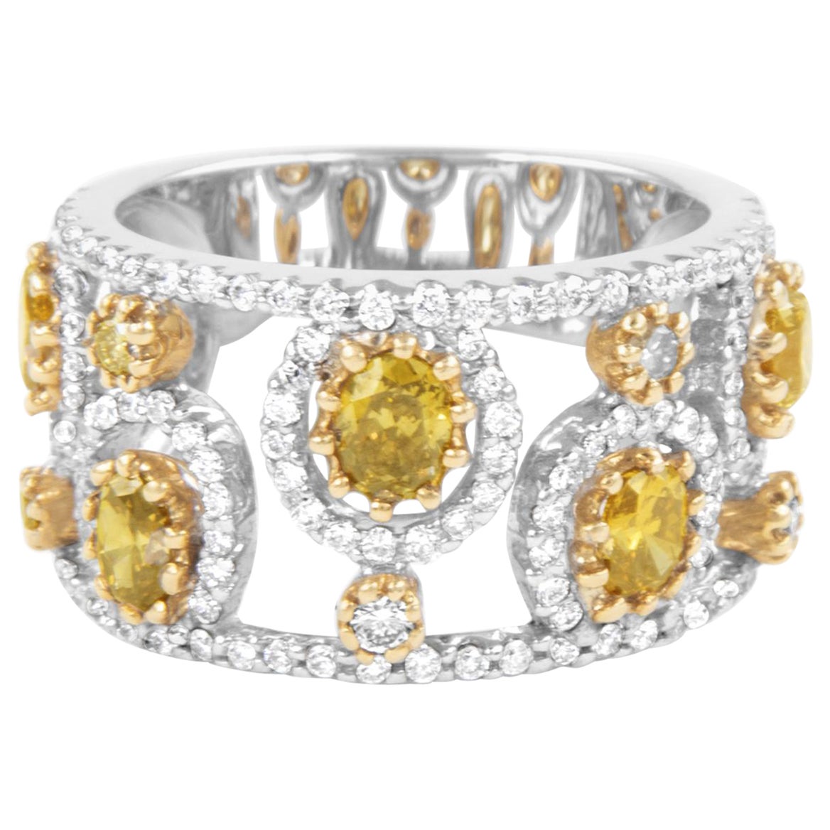 0.87ctt Fancy Greenish Yellowish Brown Diamond Cluster Ring 18k