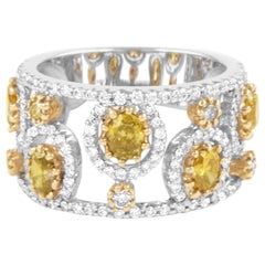 0.87ctt Fancy Greenish Yellowish Brown Diamond Cluster Ring 18k