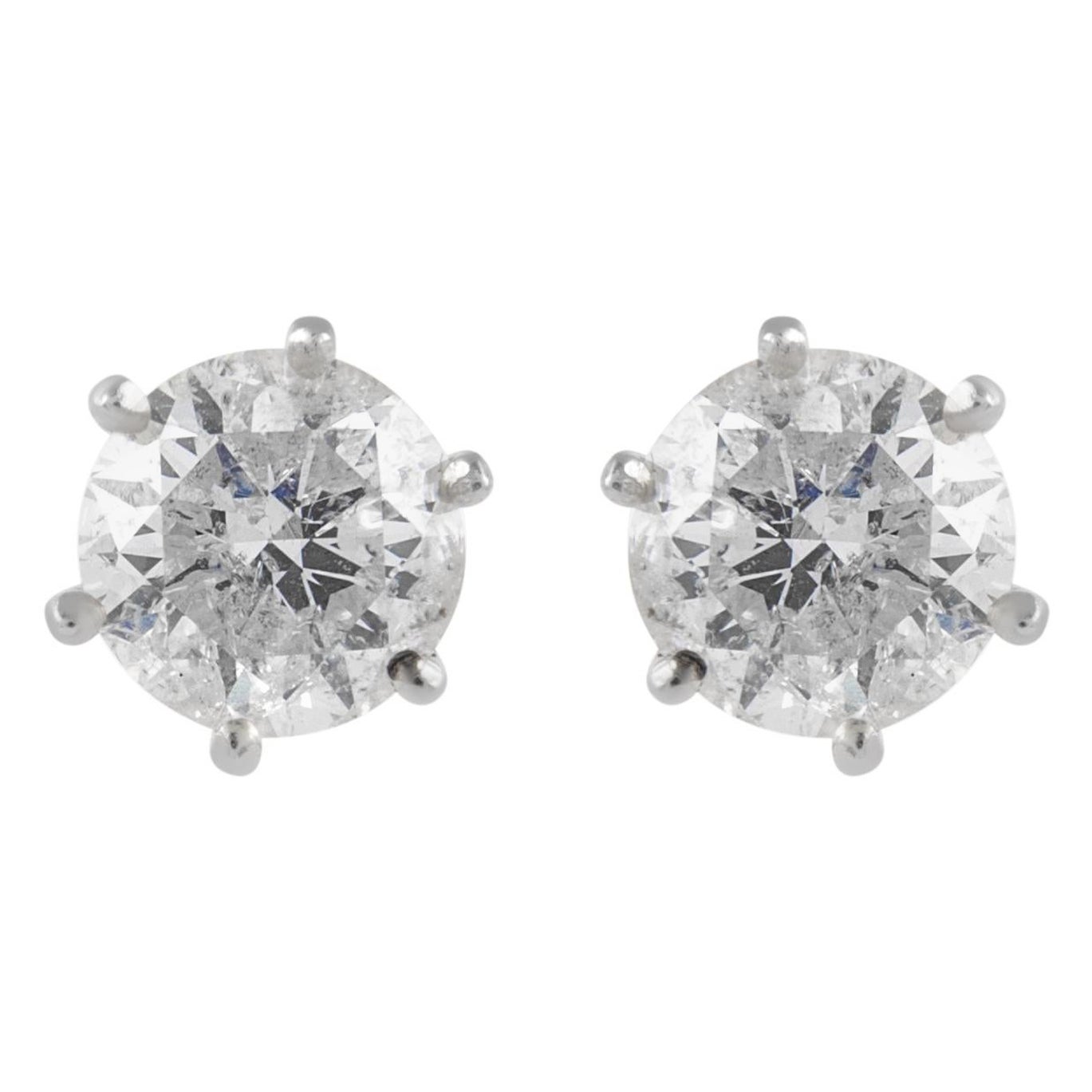 EGL Certified 2.38 Carat Diamond Stud Earrings G color White Gold