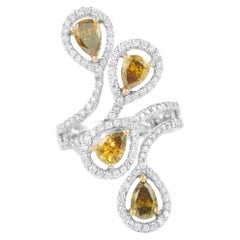 2.44ctt Fancy Deep Brown Orange Diamond Cluster Ring 18k Gold