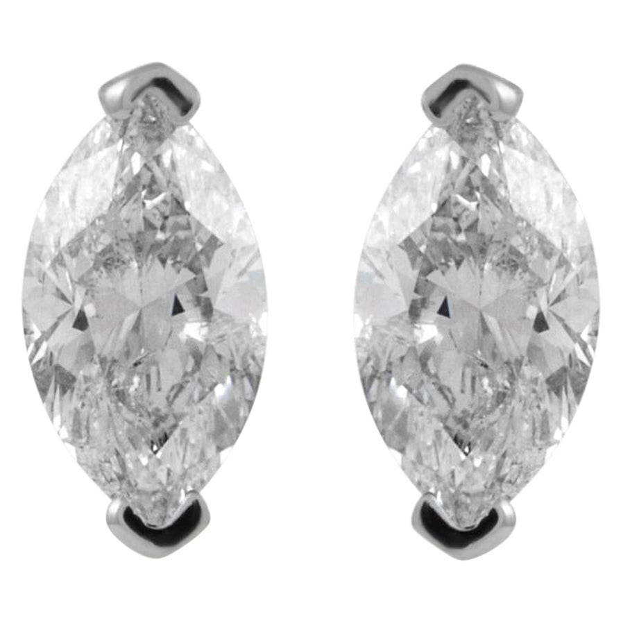 Pendientes de oro blanco con diamante marquesa certificado EGL de 1,41 quilates