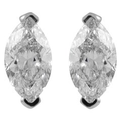 Pendientes de oro blanco con diamante marquesa certificado EGL de 1,41 quilates