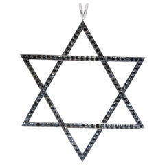 Magen David 18 K White Gold Onyx Massive Pendant, 2000