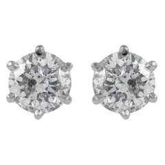 EGL Certified 2.00 Carat Diamond Stud Earrings F color White Gold
