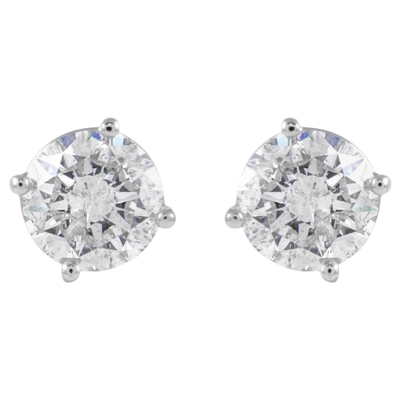 EGL Certified 1.96 Carat Diamond Stud Earrings F color White Gold