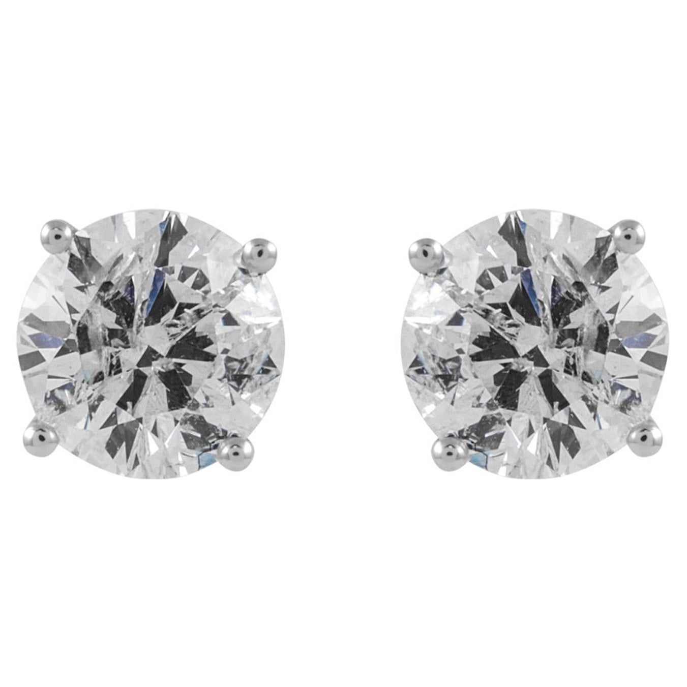EGL Certified 1.96 Carat Diamond Stud Earrings F color White Gold