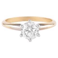 Anello con diamante solitario tondo e brillante da 0,94 carati 14 carati bicolore