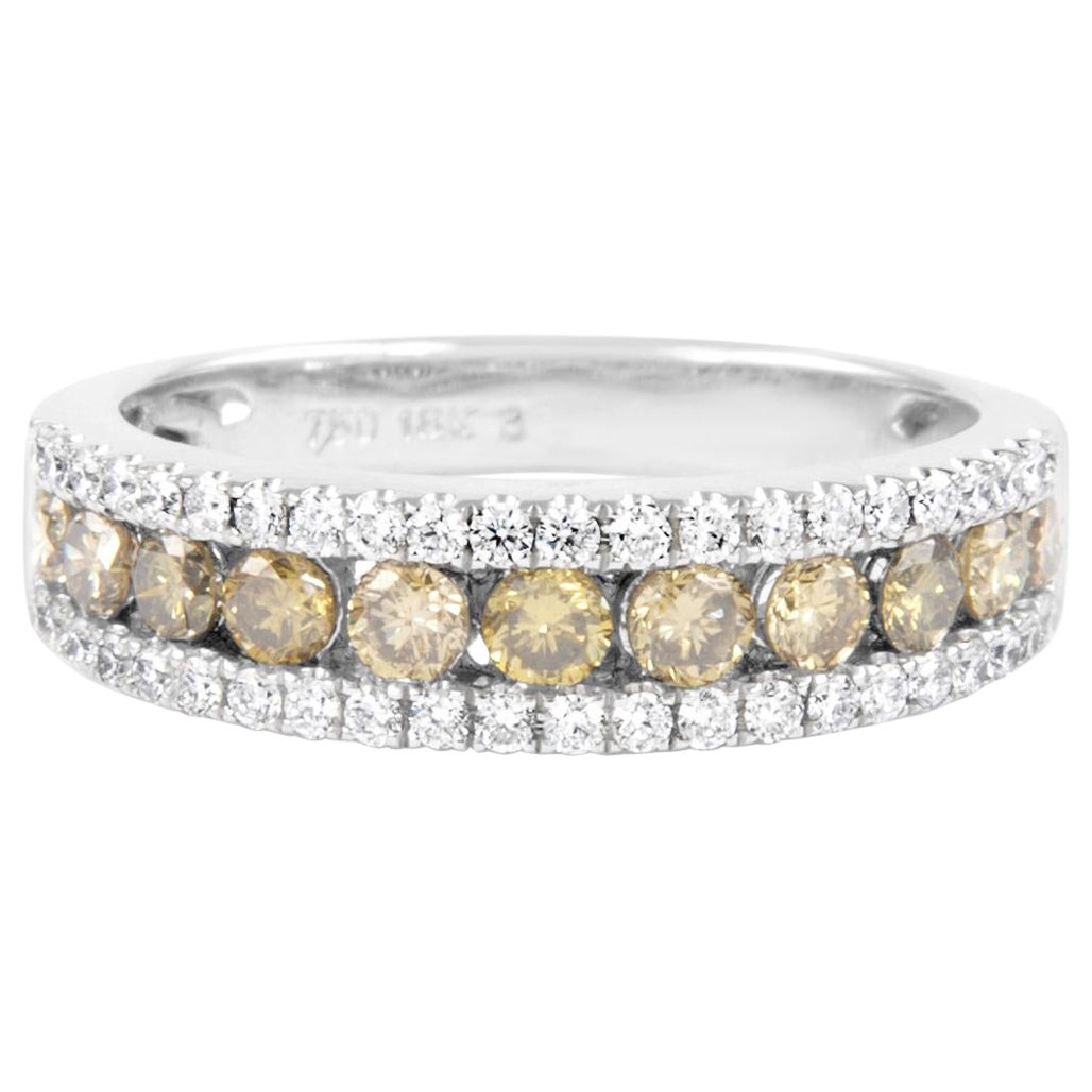 0.95ct Fancy Yellowish Brown Diamond Cocktail Ring 18k Two Tone