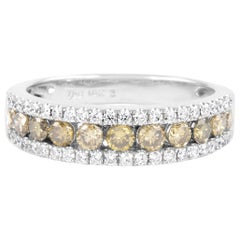 0.95ct Fancy Yellowish Brown Diamond Cocktail Ring 18k Two Tone