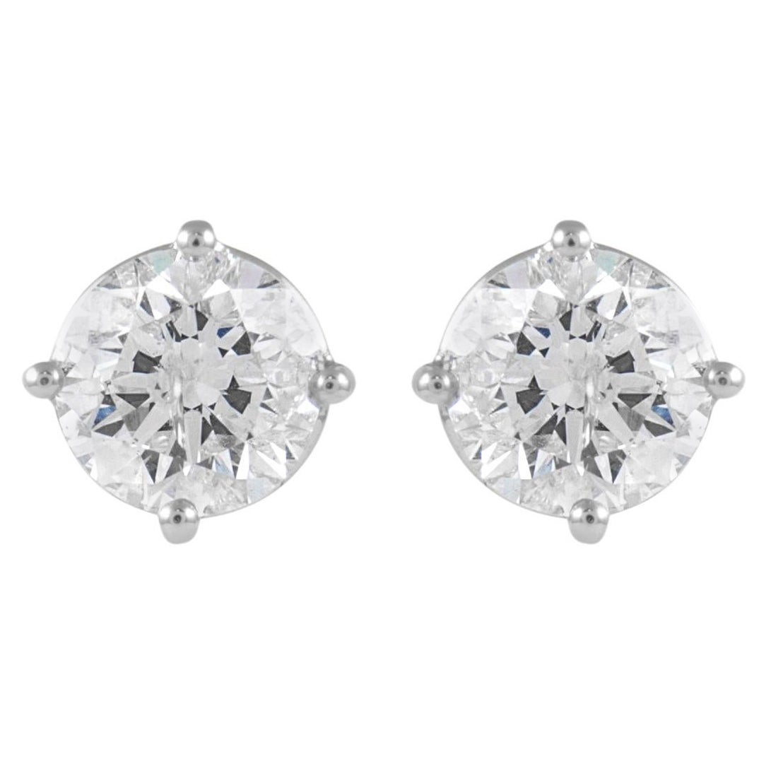 EGL Certified 2.03 Carat Diamond Stud Earrings E color White Gold