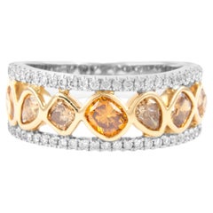 1.52ct Fancy Orange Brown Diamond Cocktail Ring 18k Two Tone