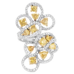 2.63ctt Fancy Greenish Brownish Yellow Diamond Floral Ring 18k