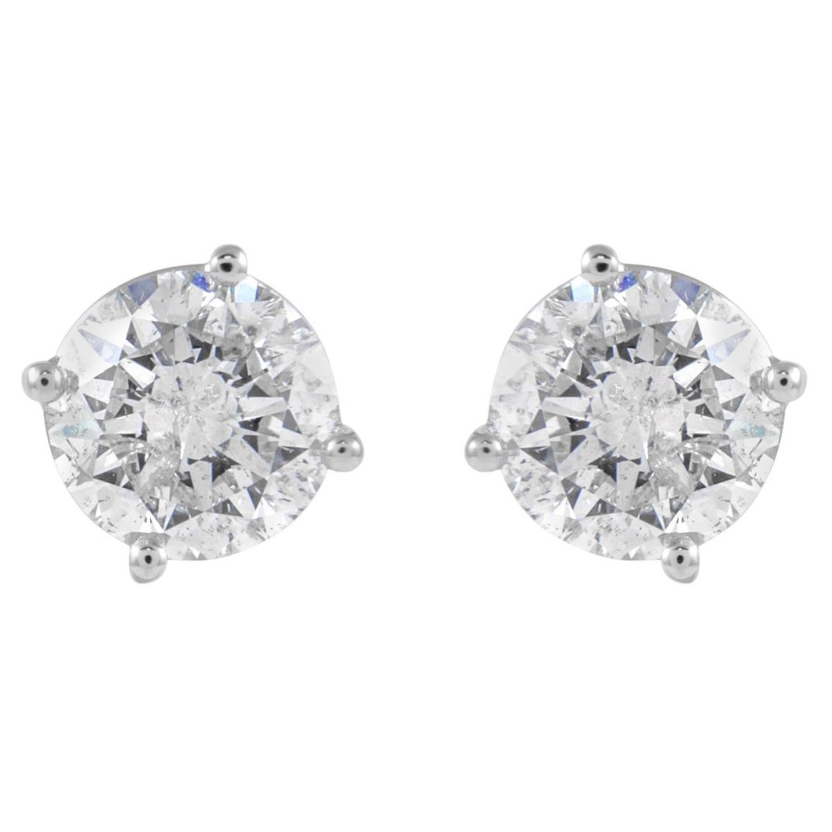 EGL Certified 2.00 Carat Diamond Stud Earrings F color White Gold