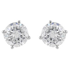 EGL Certified 2.00 Carat Diamond Stud Earrings F color White Gold