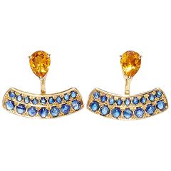 Dubini Theodora Citrine And Blue Sapphire Yellow Gold Earrings 12