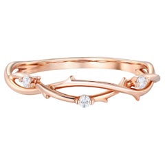 Moissanite twig wedding 14k gold band.