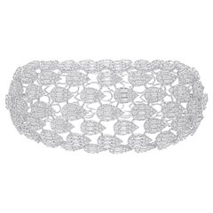 14.85 Carat SI/H Round Brilliant Cut Diamond Bangle Bracelet 14 Karat White Gold