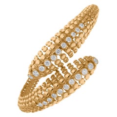 1.8 Carats SI/H Round Brilliant Cut Diamond Wrap Bangle Bracelet 14k Yellow Gold