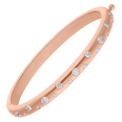 0.72 Carat SI/H Round Brilliant Cut Diamond Bangle Bracelet 14 Karat Rose Gold