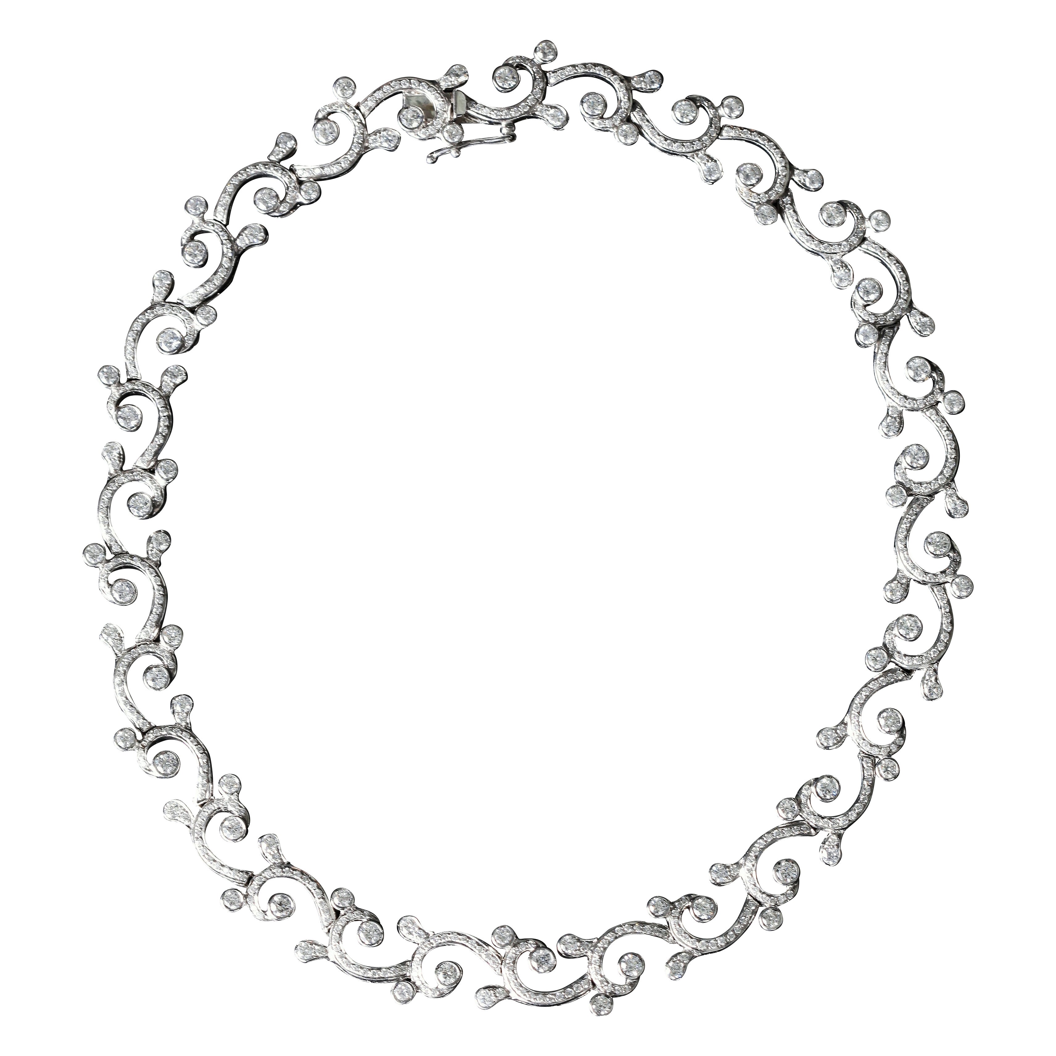 Beauvince Waves & Tides Necklace (12.16 ct Diamonds) in White Gold