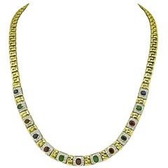 6.50ct Multi Color Precious Stone Gold Necklace