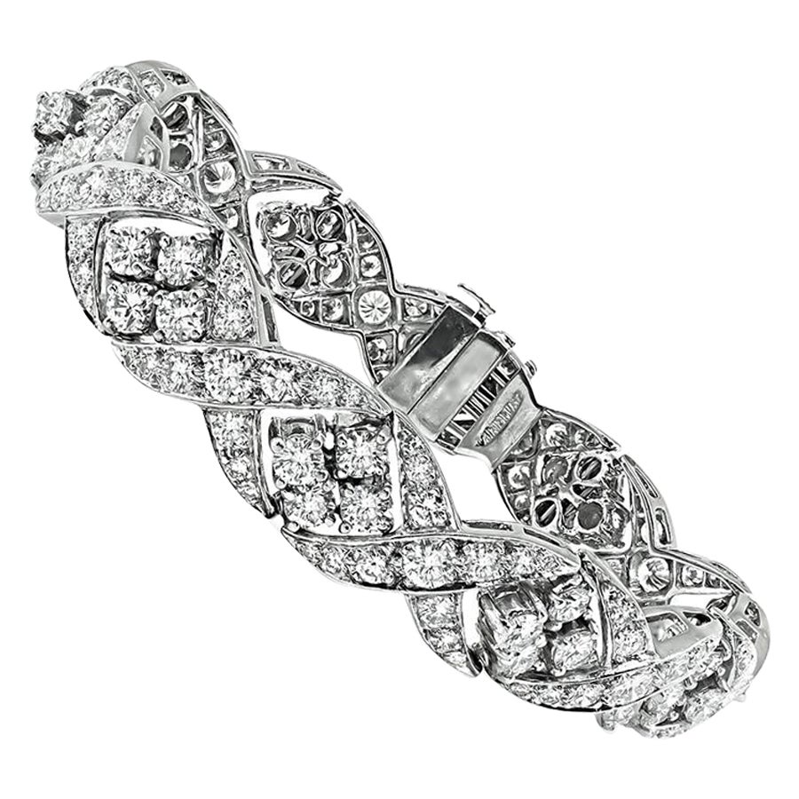 10.00ct Diamond Platinum Bracelet For Sale