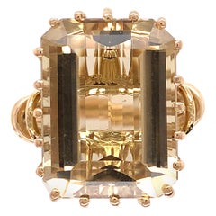 18K Yellow Gold Ring with Large 9.53ct Smoky Quartz